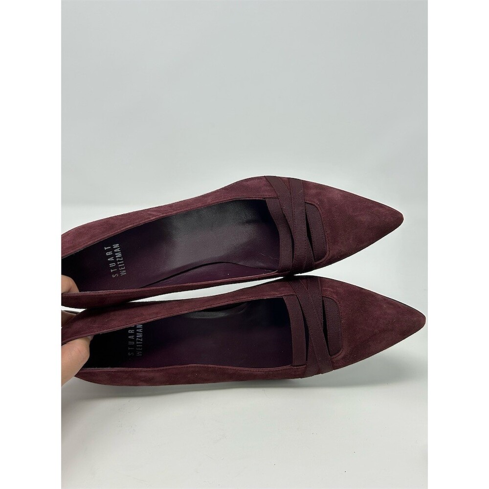 Stuart Weitzman Burgundy Pointed Toe Stiletto Pump Heels Crisscross Size 10 M - Picture 11 of 12
